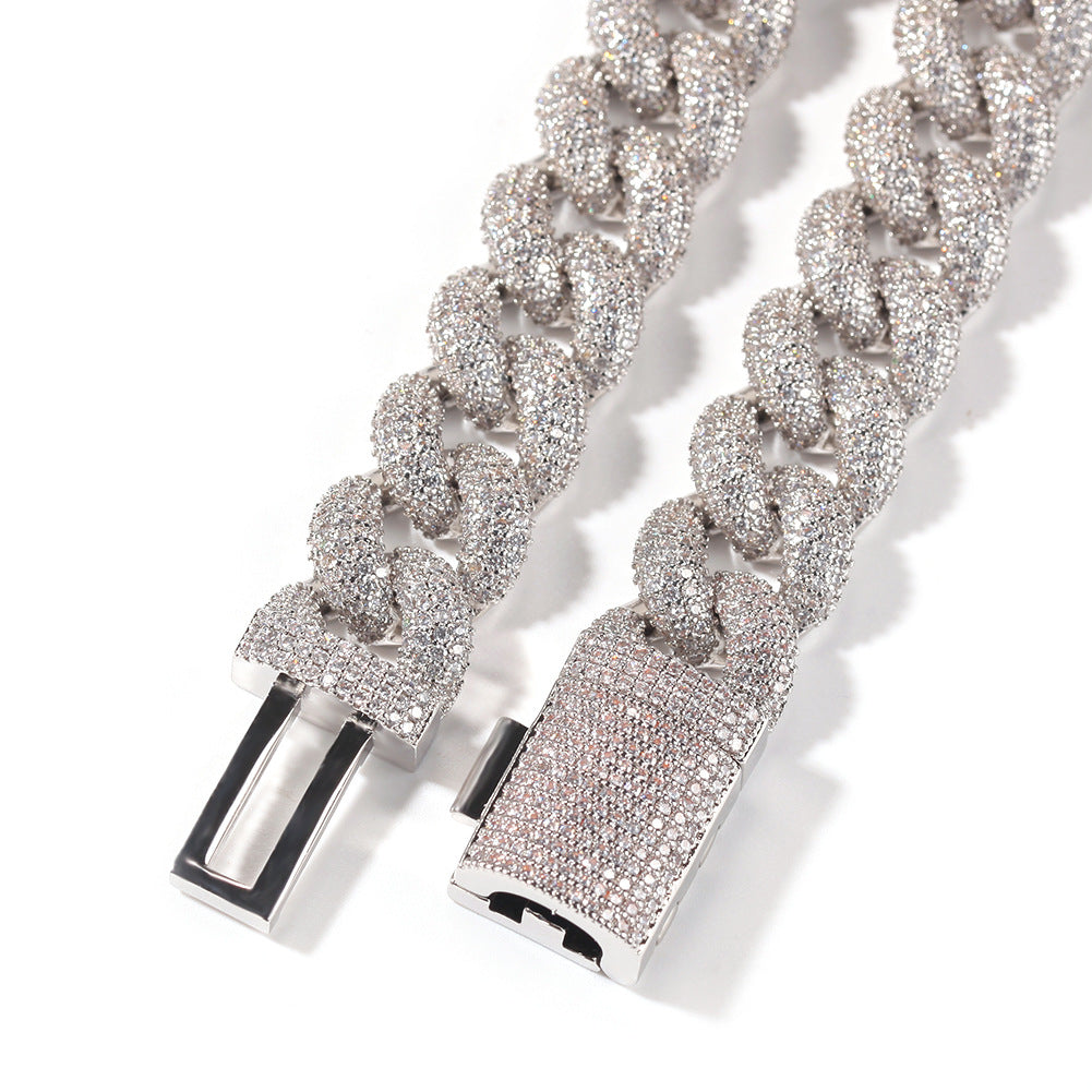 Iced Out Cuban Link Chain Necklace for Women & Men – Gold Plated or Silver Plated Cubic Zirconia Statement Pendant Chain