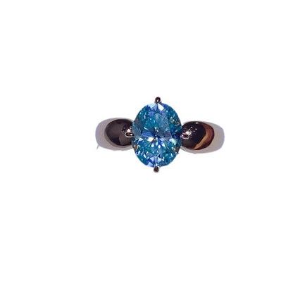 Green 2 Carat Moissanite Ring for Women, Vintage Rose Gold Tone Oval Statement Ring