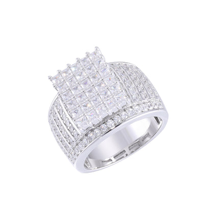 Iced Out Geometric CZ Ring for Men and Women - Hip Hop Statement Band in Gold or Silver Tone