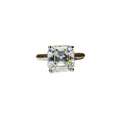 925 Silver Moissanite Ring, Geometric Square Cut Engagement Style Ring for Women, Asscher and Princess Cut Options