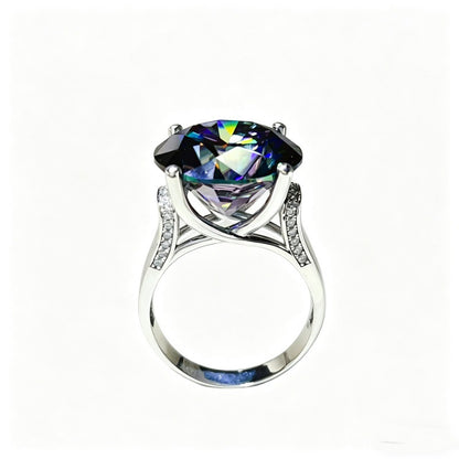 Colorful Round Moissanite Ring for Women, Solitaire Engagement Style Ring, 5ct 10ct 20ct