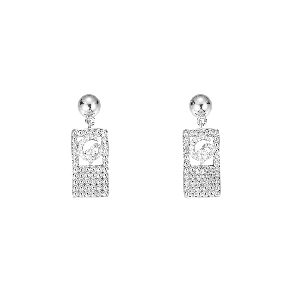 Unisex Silver Tone Geometric Snake Stud Earrings with Moissanite Accent product image
