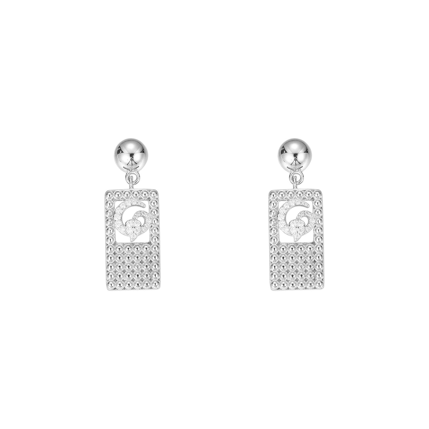 Unisex Silver Tone Geometric Snake Stud Earrings with Moissanite Accent product image