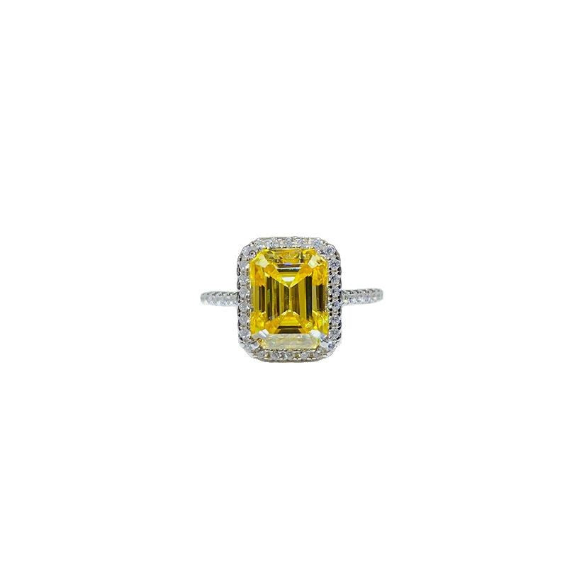 3 Carat Yellow Emerald Cut Moissanite Halo Ring for Women product image
