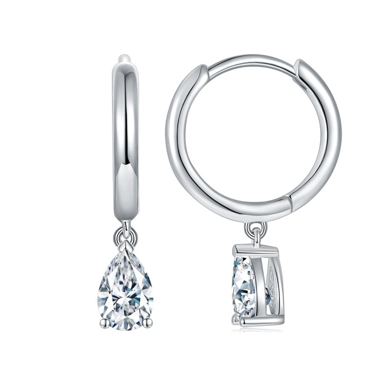 S925 Sterling Silver 18k Gold Plated Pear Cut Drop Earrings, Clear Crystal Dangle Earrings, Elegant Everyday Jewelry product image