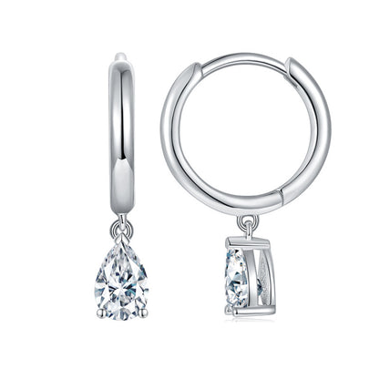 S925 Sterling Silver 18k Gold Plated Pear Cut Drop Earrings, Clear Crystal Dangle Earrings, Elegant Everyday Jewelry