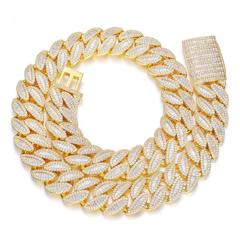 Iced Out Cuban Link Chain Necklace Bracelet Set for Women & Men, 5A CZ Hip Hop Statement Jewelry product image