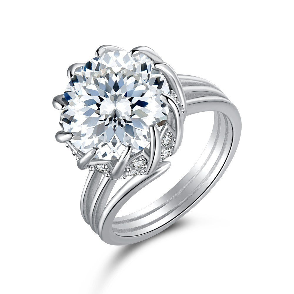 S925 Moissanite Halo Ring, 3.5 Carat Floral Promise Ring, Size 5-9 product image