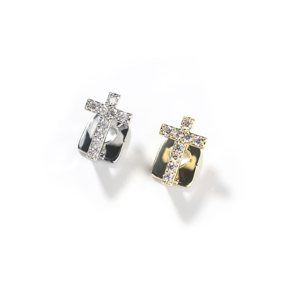 Hip Hop Cross Tooth Gem for Women and Men - Gold Plated or Silver Plated Copper Statement Dental Charm