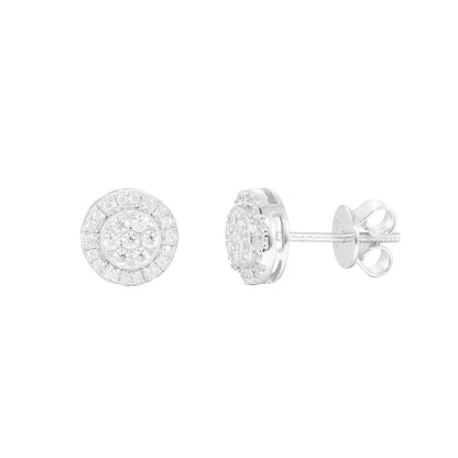 Unisex Round Moissanite Stud Earrings in 925 Silver Gold Plated Geometric Hip Hop Jewelry