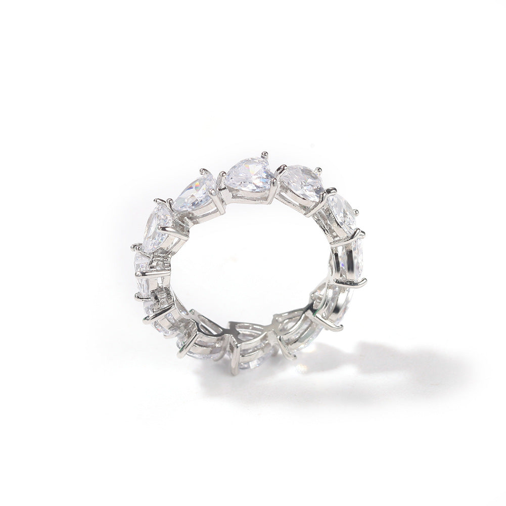 Heart Shaped Cubic Zirconia Ring for Women & Men – Trendy Gold and Silver Plated Statement Band product image