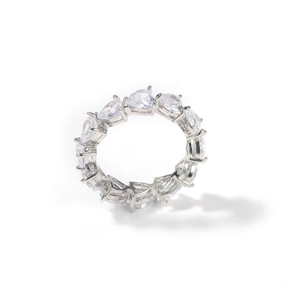 Heart Shaped Cubic Zirconia Ring for Women & Men – Trendy Gold and Silver Plated Statement Band