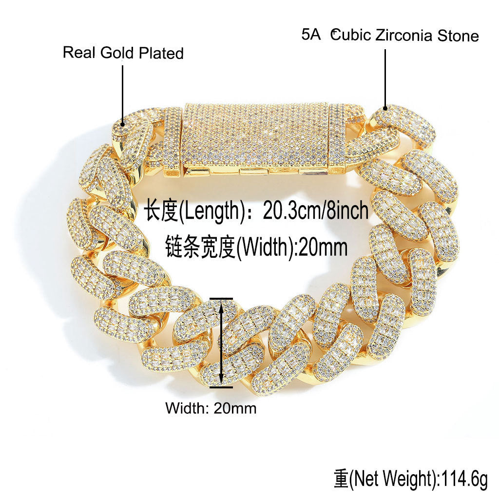 Hip Hop Cuban Link Copper Bracelet for Men