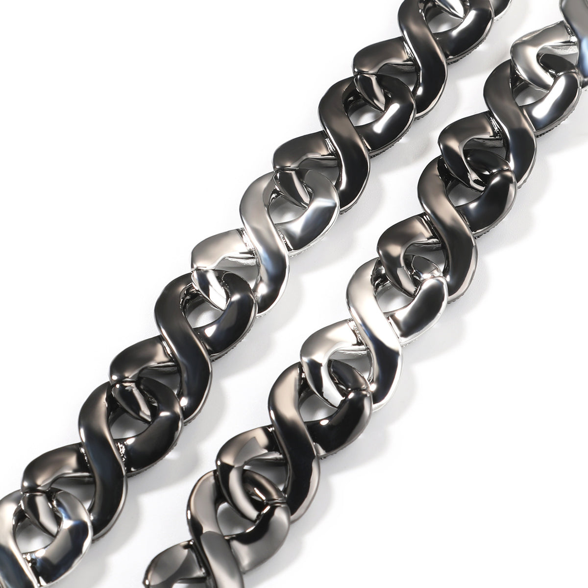 Iced Out Black & Silver Cuban Link Chain Necklace product image