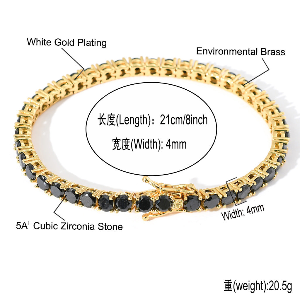 Hip Hop Light Luxury Tennis Chain Cubic Zirconia Bracelet for Men