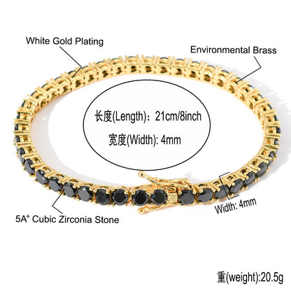 Hip Hop Light Luxury Tennis Chain Cubic Zirconia Bracelet for Men