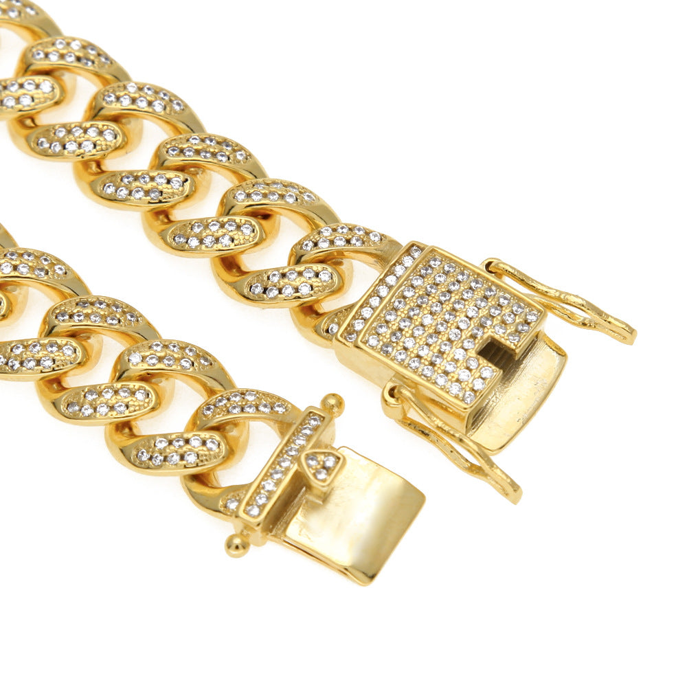 Men’s Iced Cuban Link Chain Bracelet – Gold Plated & Silver Plated Hip Hop Statement Jewelry product image