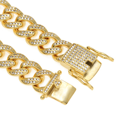 Men’s Iced Cuban Link Chain Bracelet – Gold Plated & Silver Plated Hip Hop Statement Jewelry