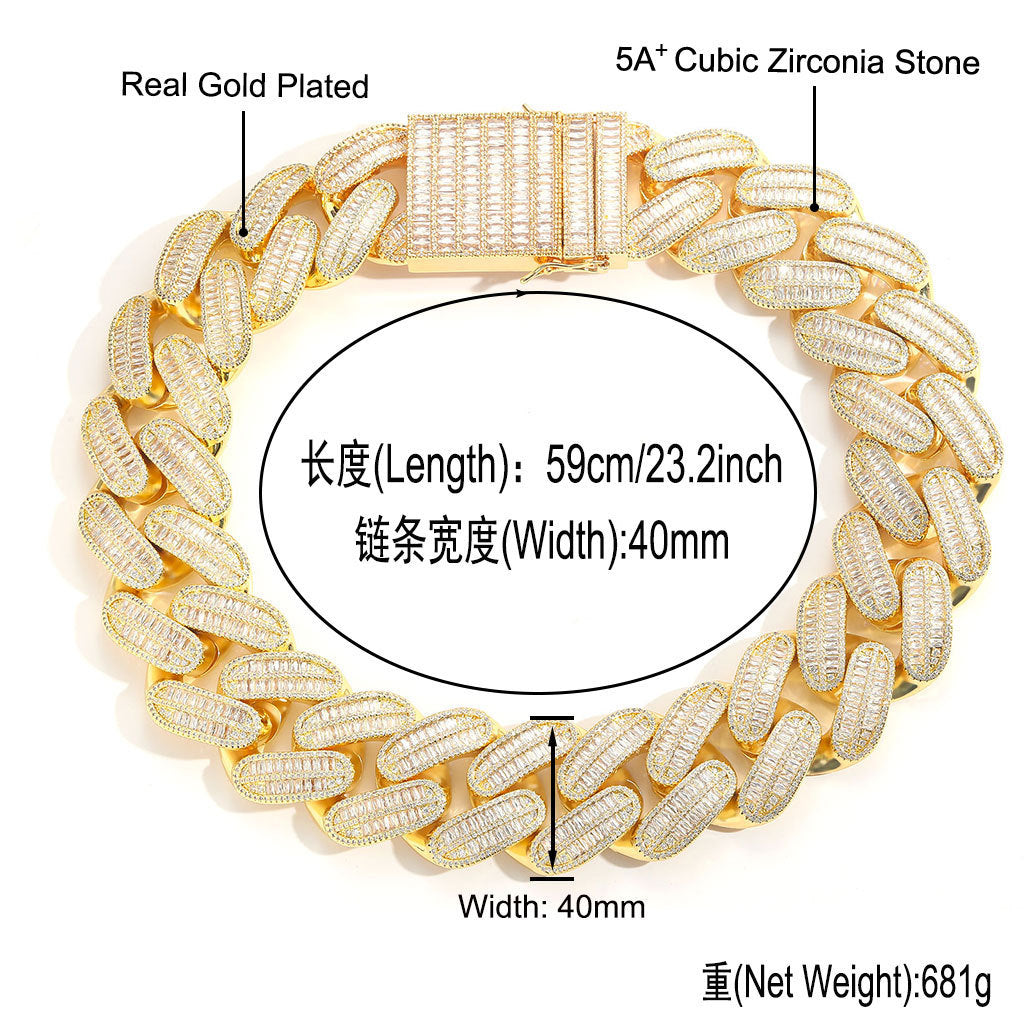 Hip Hop Punk Fashion Cubic Zirconia Necklace for Men