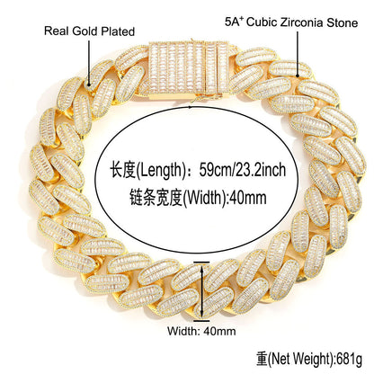 Hip Hop Punk Fashion Cubic Zirconia Necklace for Men