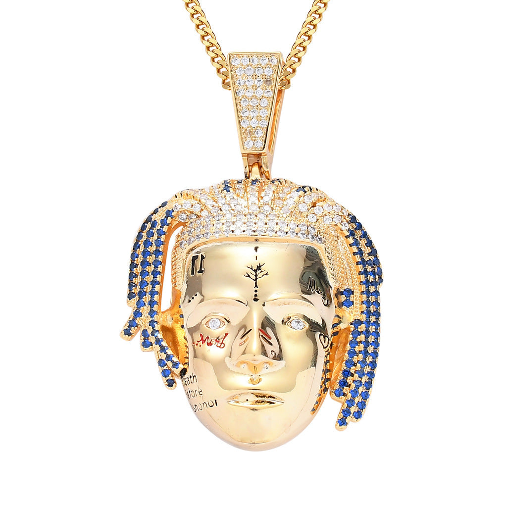 Hip Hop Vintage Skull Copper Pendant Necklace for Men and Women