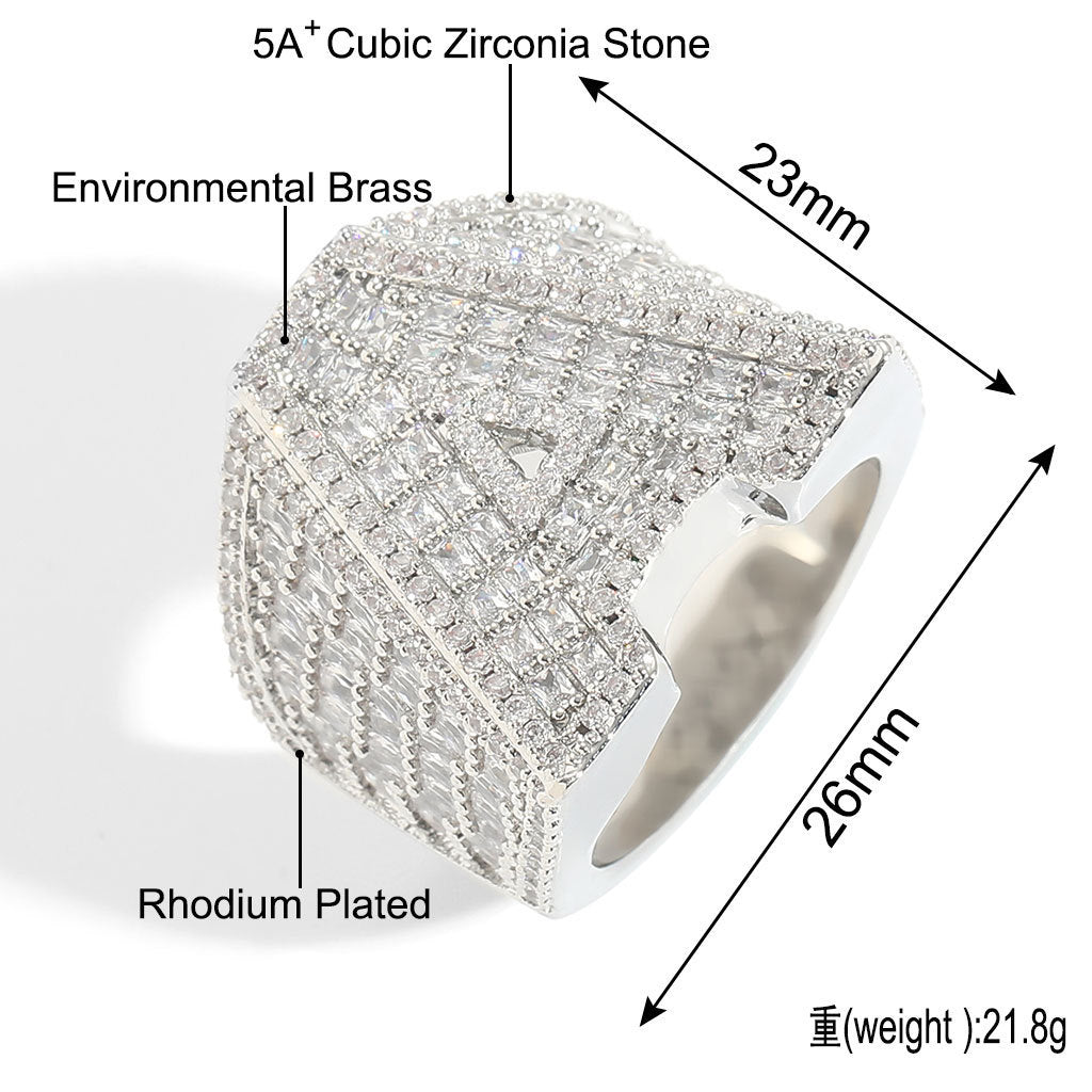 Light Luxury Fashion Cubic Zirconia Ring for Men