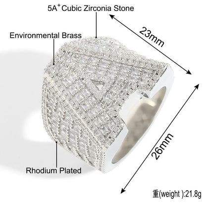 Light Luxury Fashion Cubic Zirconia Ring for Men