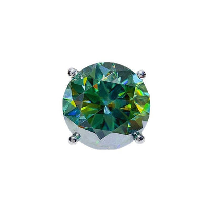 Green Moissanite Ring for Women, Geometric U-Shape Solitaire Engagement Ring
