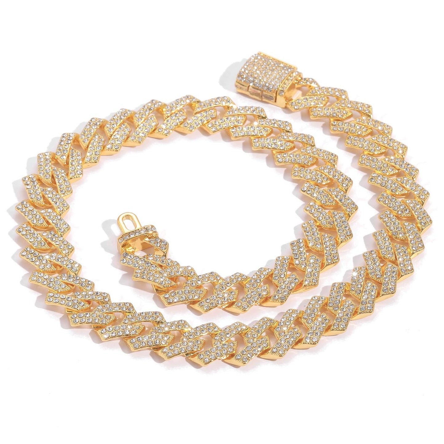 Hip Hop Diamond Shape Cuban Link Alloy Necklace for Men