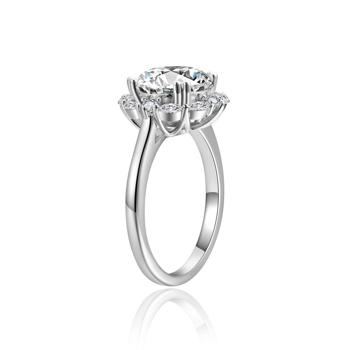 3 Carat Round Moissanite Halo Engagement Ring for Women, S925 Silver-Plated Ring product image