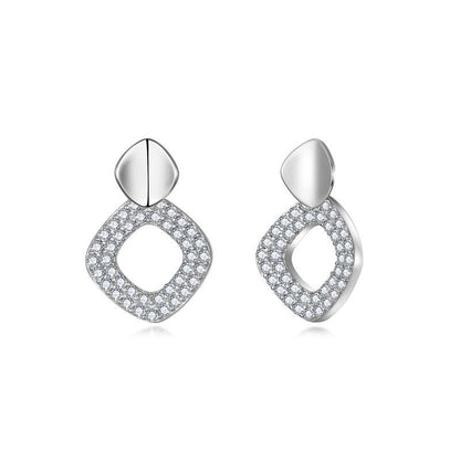 Irregular Geometric Moissanite Stud Earrings, S925 Silver, 18K Gold Plated