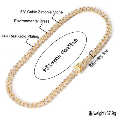 Hip Hop Cuban Link Cubic Zirconia Necklace for Men