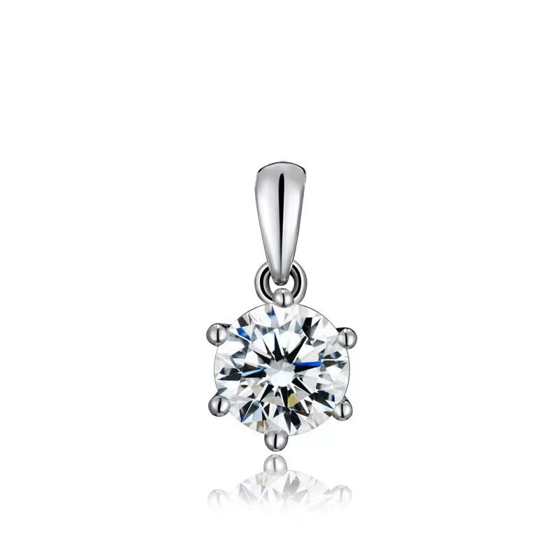 20 Carat Six-Prong Moissanite Pendant Necklace Round Solitaire Statement Jewelry product image
