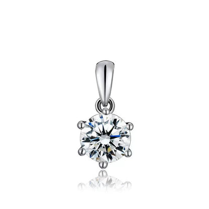 20 Carat Six-Prong Moissanite Pendant Necklace Round Solitaire Statement Jewelry