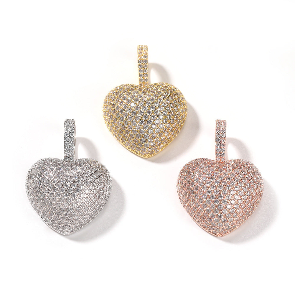 Cubic Zirconia Heart Pendant Necklace for Women - Gold, Silver & Rose Gold Twisted Chain