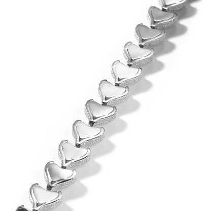 Iced Heart Chain Bracelet for Women & Couples – Gold, Silver, Rose Gold Statement Link Bracelet