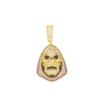 Iced Out Skull Pendant Necklace for Men - Hip Hop Copper Jewelry with Cubic Zirconia Rope Chain