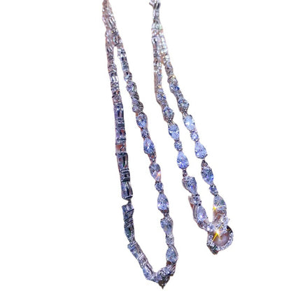 10 Carat Moissanite Necklace with Teardrop Pendant and Chain