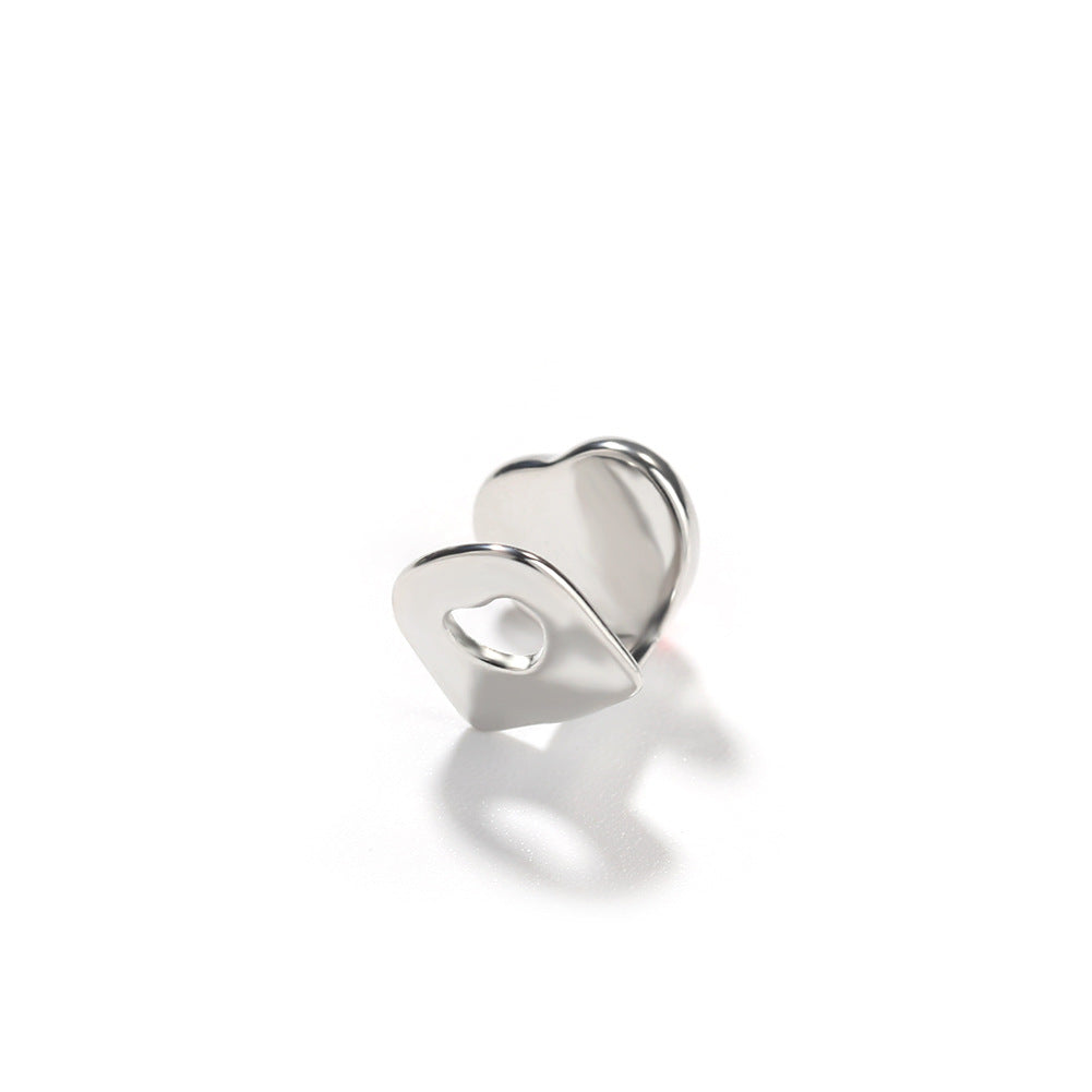 Heart Tooth Gem Grillz Charm in Silver Tone with Red or Green Crystal for Women