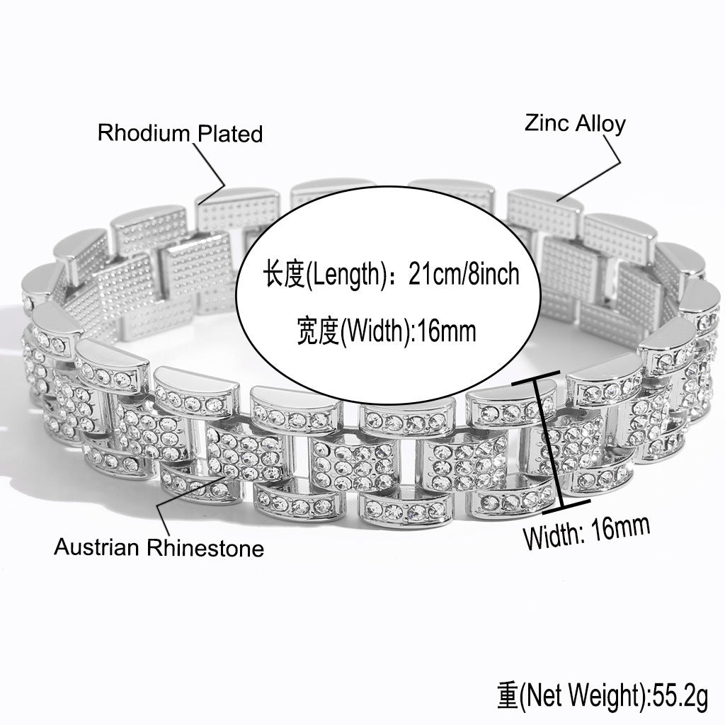 Hip Hop Cuban Link Alloy Bracelet for Men