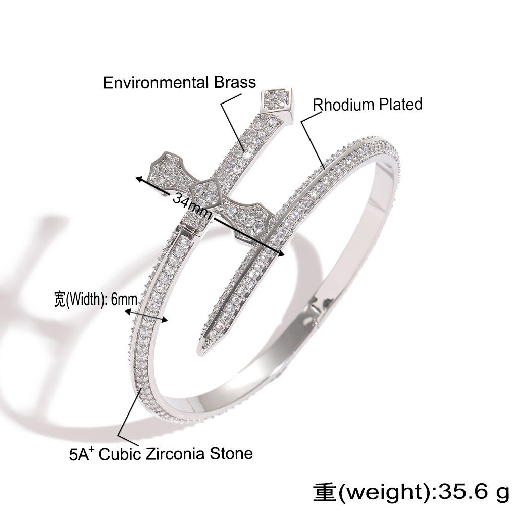 Hip Hop Light Luxury Snake Cubic Zirconia Bracelet for Men and Women