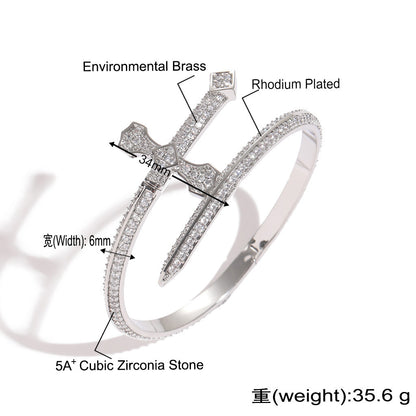 Hip Hop Light Luxury Snake Cubic Zirconia Bracelet for Men and Women