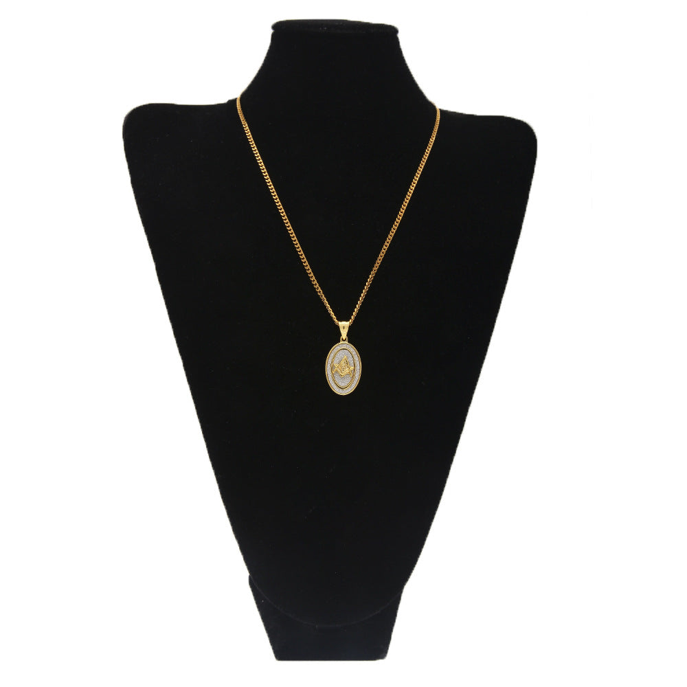 Unisex Oval Angel Pendant Necklace with 3mm Cuban Chain, Gold Plated or Silver Plated Hip Hop Statement Chain