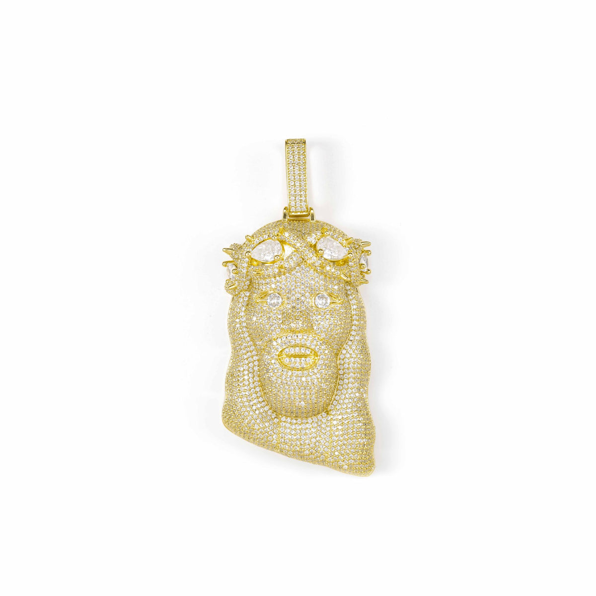 Iced Out Cartoon Face Pendant Necklace, Cubic Zirconia Hip Hop Rope Chain Jewelry product image