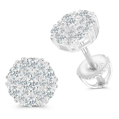 925 Silver Moissanite Round Stud Earrings for Women and Men, Minimalist Geometric Hip Hop Earrings