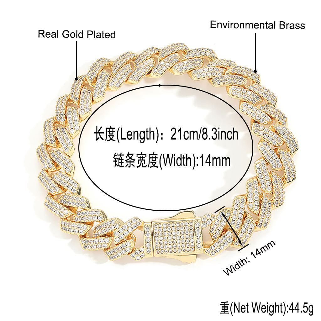 Hip Hop Light Luxury Cuban Link Cubic Zirconia Bracelet for Men