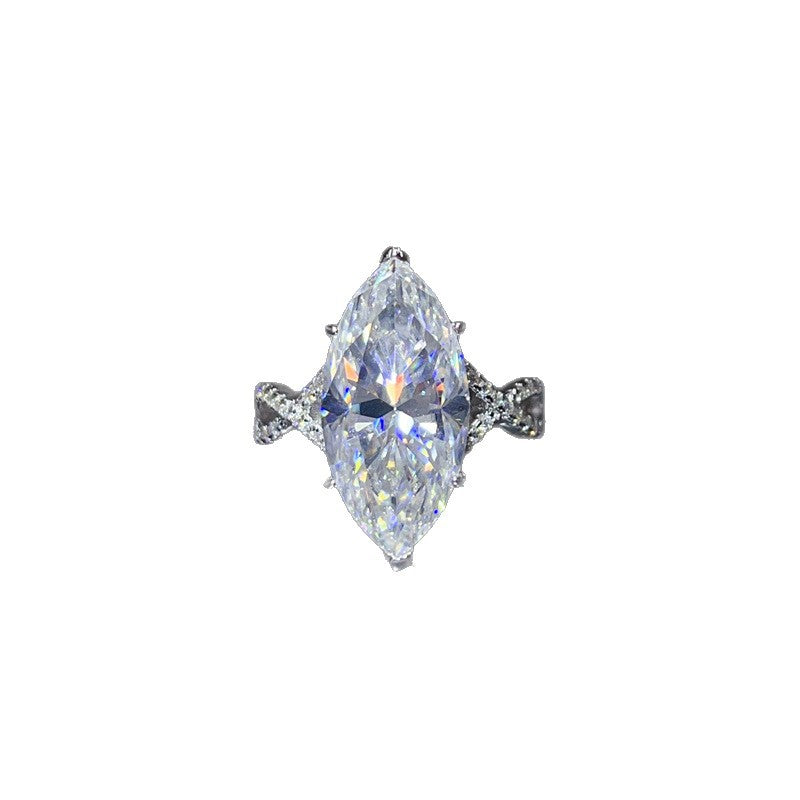 Marquise VVS Moissanite Ring for Women, 10 Carat Solitaire Engagement Ring with Twisted Pavé Band product image