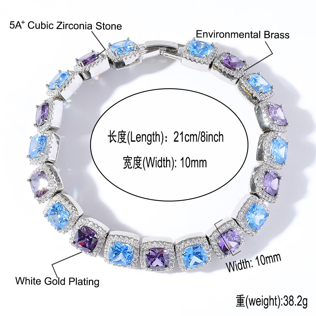 Hip Hop Light Luxury Iced Link Cubic Zirconia Bracelet for Men and Women