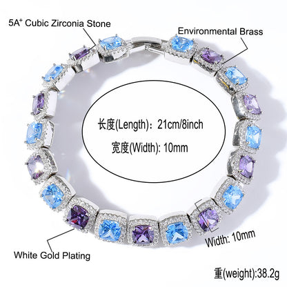 Hip Hop Light Luxury Iced Link Cubic Zirconia Bracelet for Men and Women