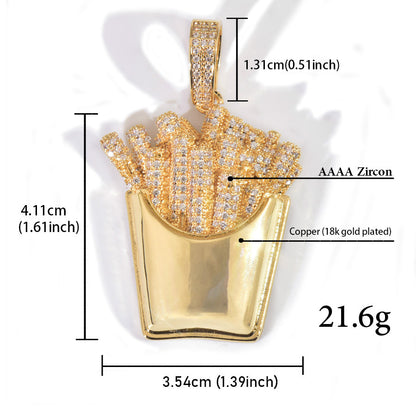 Iced Out Fries Pendant Necklace